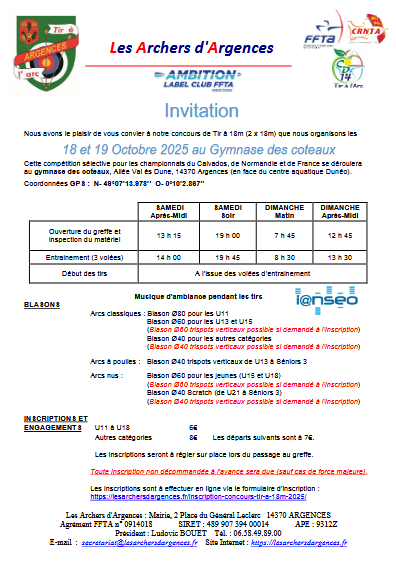 Concours tir salle -ARGENCES 