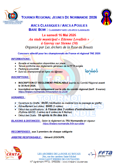Tournoi  Régional Jeunes  de normandie 2026 GAVAY  SUR SIENNE