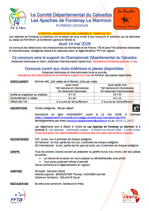 CD14- TAE de FONTENAY LE MARMION  du 14/ mai 2026