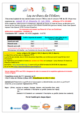 conocurs TAE de FONTAINE ETOUPEFOUR du 20 et 21 juin 2026