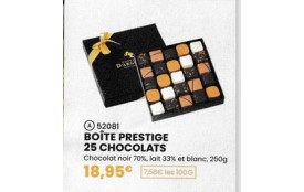 Réf A-Code 52081- BOITE PRESTIGE 25 CHOCOLATS ,boite de 250 g