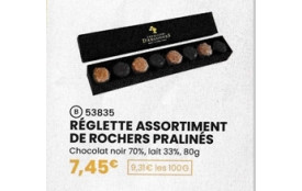 Réf:B-Code 53835 - REGLETTES ASSORTIMENT DE ROCHERS PRALINES ,boite de 80g