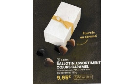 Réf J-Code 54194- BALLOTIN ASSORTIMENTS  COEURS CARAMEL boite de 150g